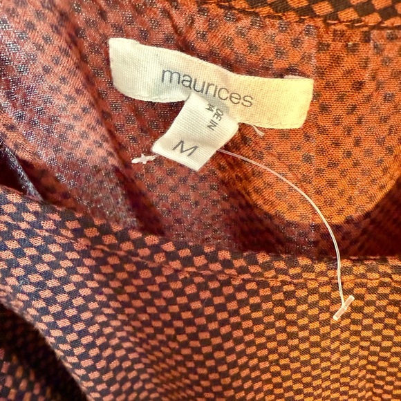 Maurices Size M Rust & Black Check Peplum Blouse NWOT - Picture 2 of 9